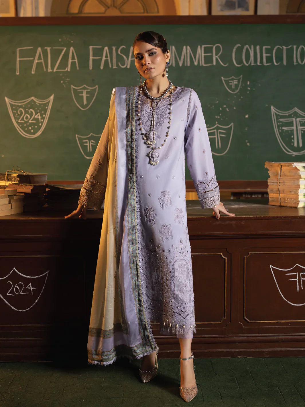 Faiza Faisal | Maya Luxury Lawn | Nazali - Official Faiza Faisal - Agha Fabrics UK