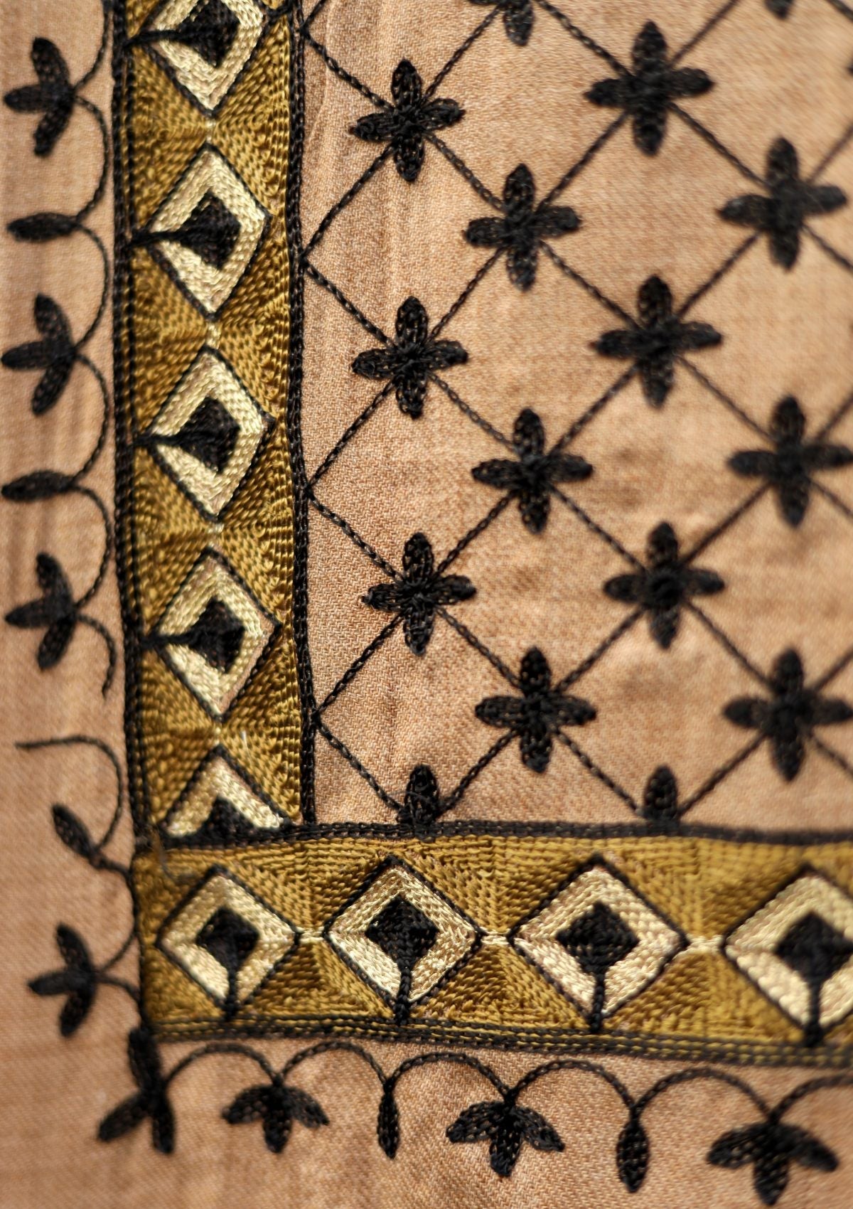 Ari Work Wool Shawl D - 32 - Beige - Official Shawls Niche - Agha Fabrics UK