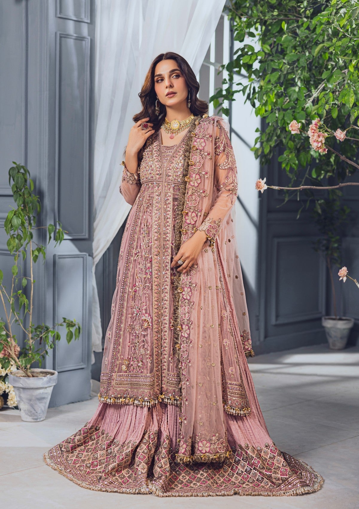 Formal Collection - Rubaaiyat - Wedding Edit 24 - Tea Pink - Official Rubaaiyat - Agha Fabrics UK