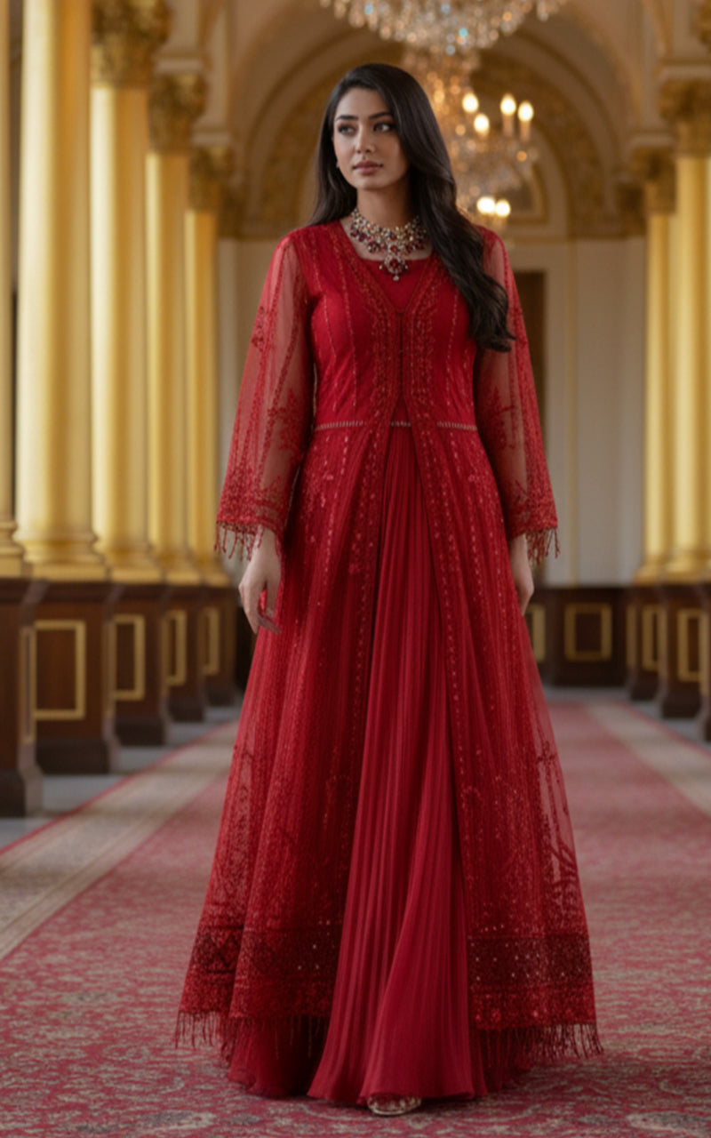 Threads and Motifs | Formal Dresses 25 | Net Embroidered Jacket With Trouser