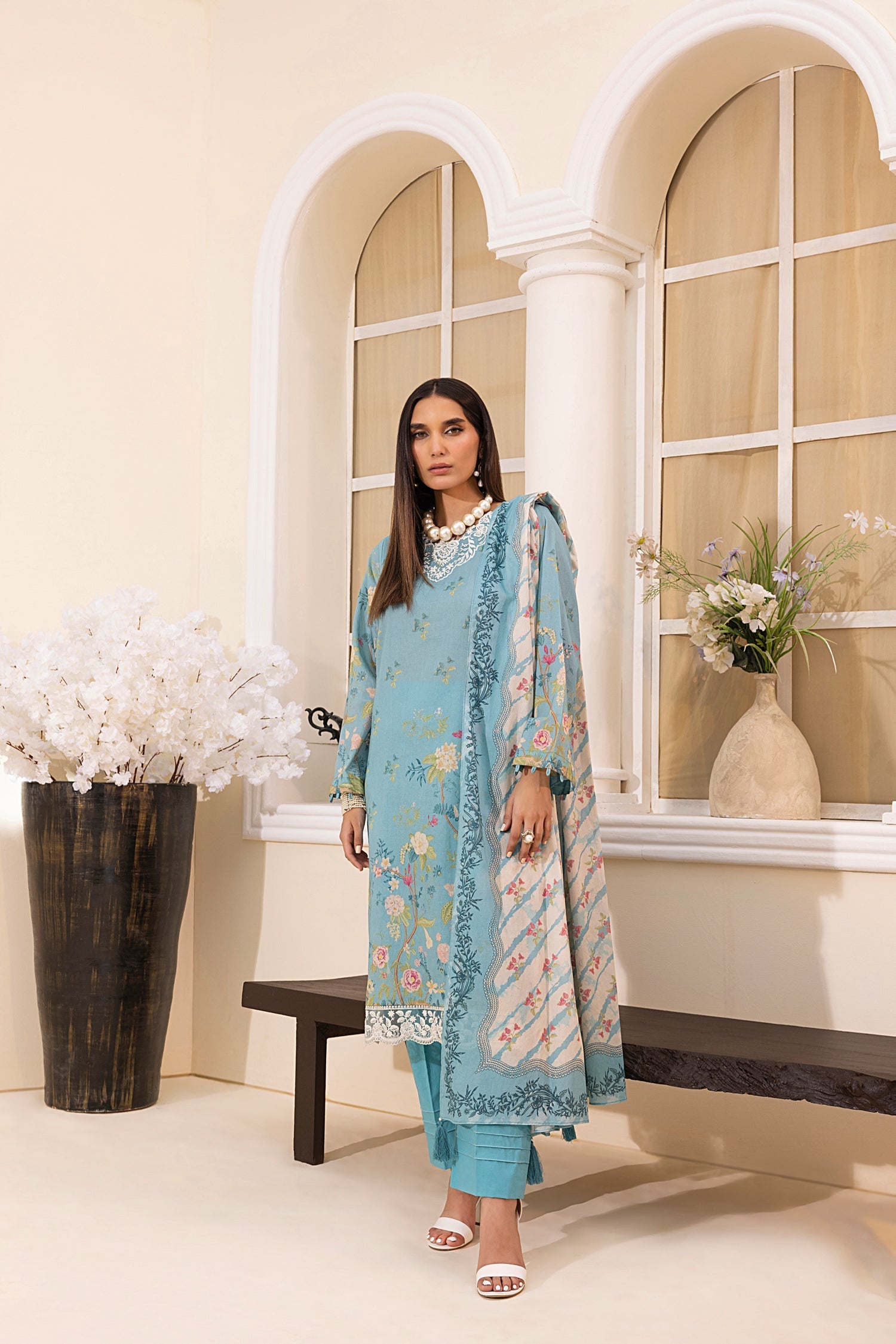 LSM | Embroidered and Printed Lawn | LG-MM-0222