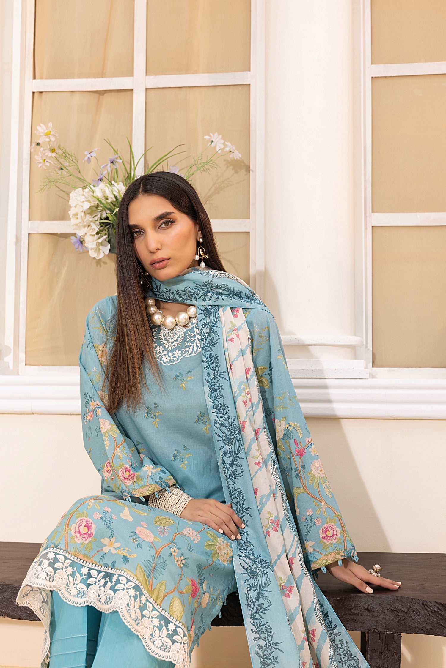 LSM | Embroidered and Printed Lawn | LG-MM-0222