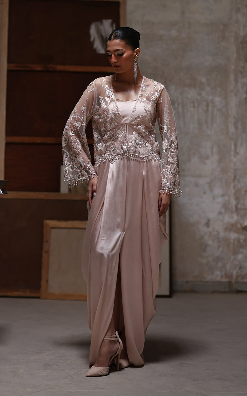 Threads and Motifs | Formal Dresses 25 | Net Embroidered Jacket With Skirt