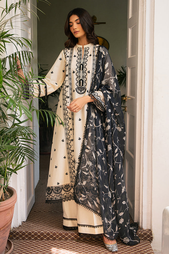 Cross Stitch | Mahiri Embroidered Lawn 24 | IVORY NOIR - Official Cross Stitch - Agha Fabrics UK