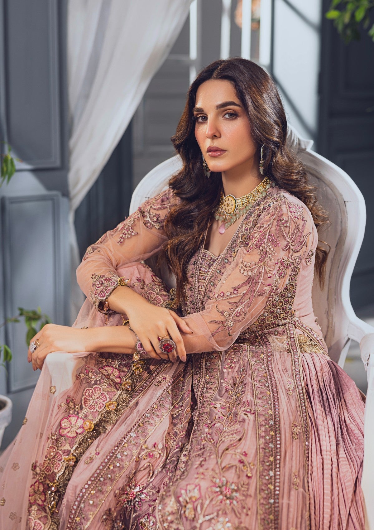 Formal Collection - Rubaaiyat - Wedding Edit 24 - Tea Pink - Official Rubaaiyat - Agha Fabrics UK