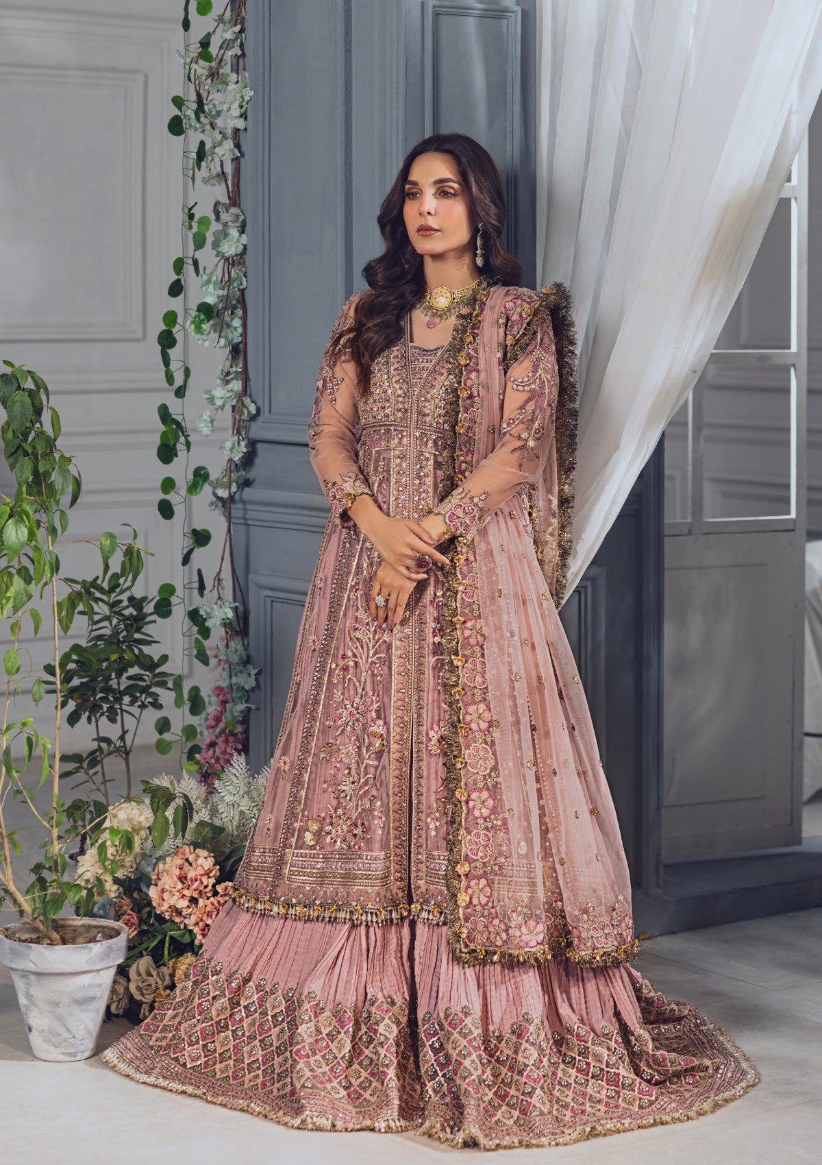 Formal Collection - Rubaaiyat - Wedding Edit 24 - Tea Pink - Official Rubaaiyat - Agha Fabrics UK