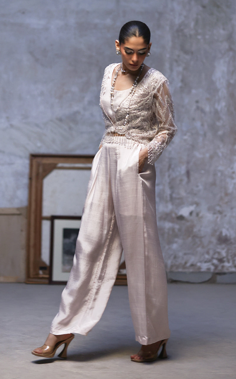 Threads and Motifs | Formal Dresses 25 | Net Embroidered Jacket With Trouser