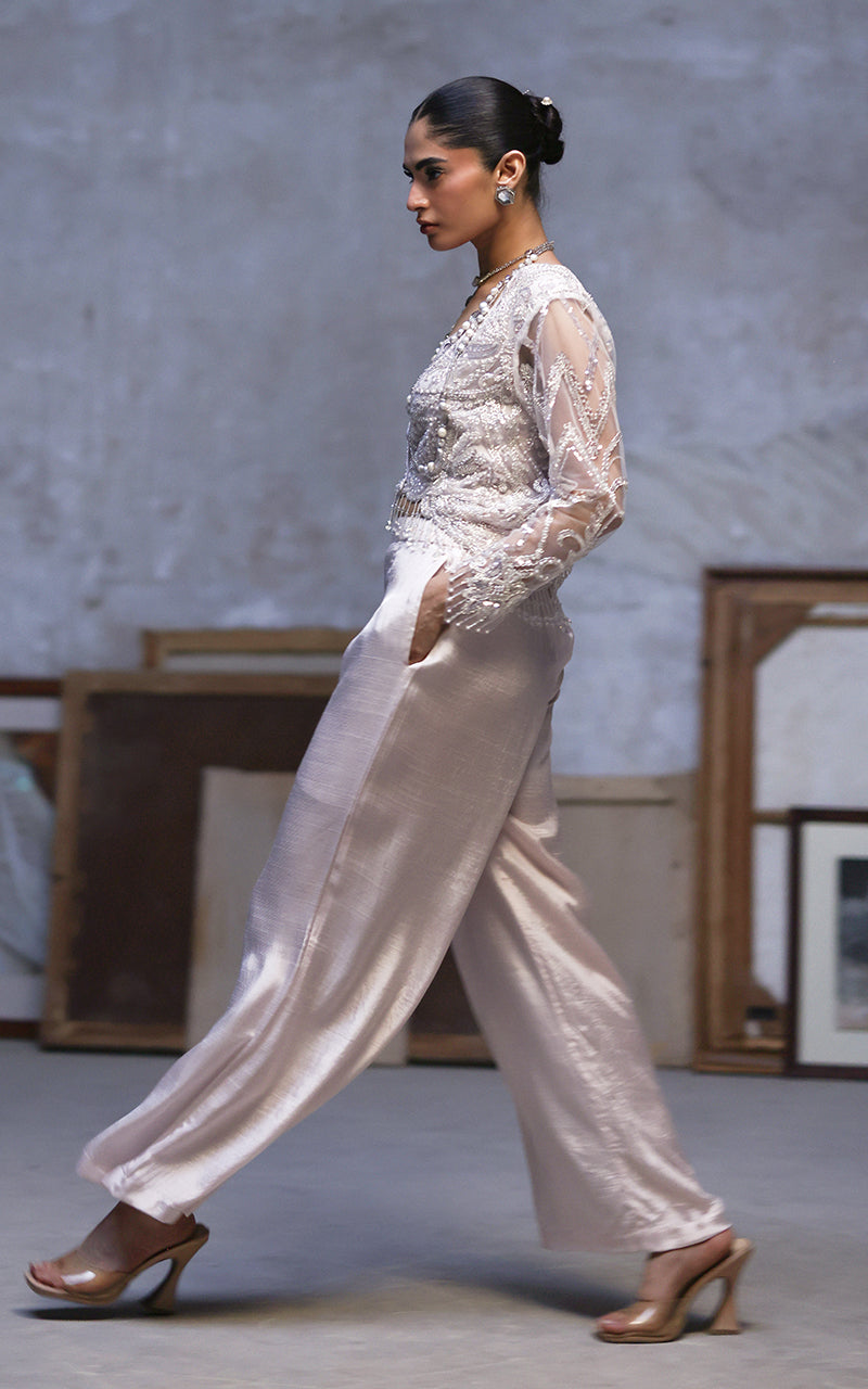 Threads and Motifs | Formal Dresses 25 | Net Embroidered Jacket With Trouser