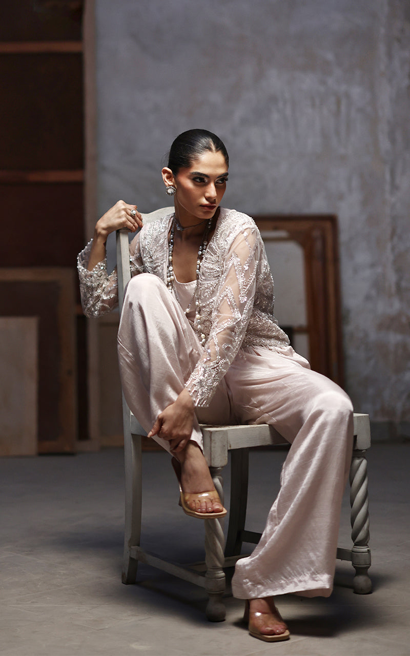 Threads and Motifs | Formal Dresses 25 | Net Embroidered Jacket With Trouser