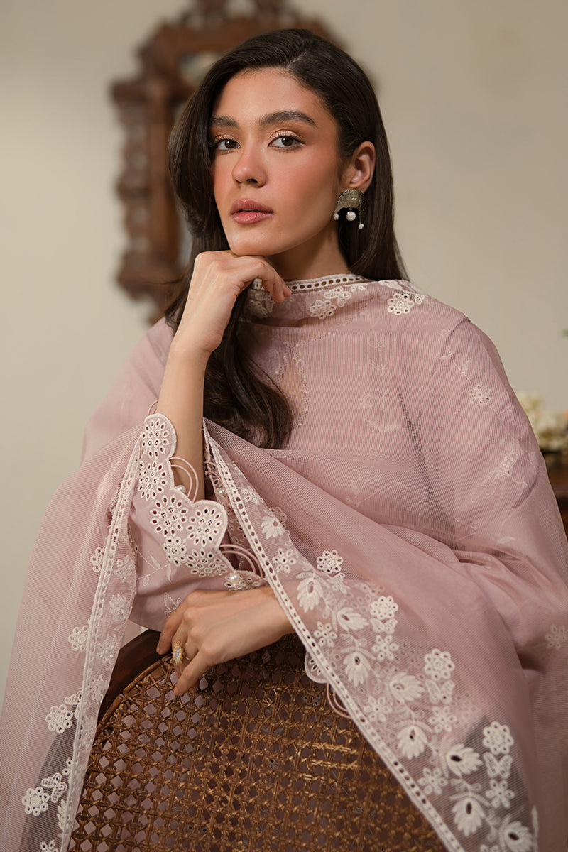 Cross Stitch | Chikankari Lawn 25 | MAUVE GLAM