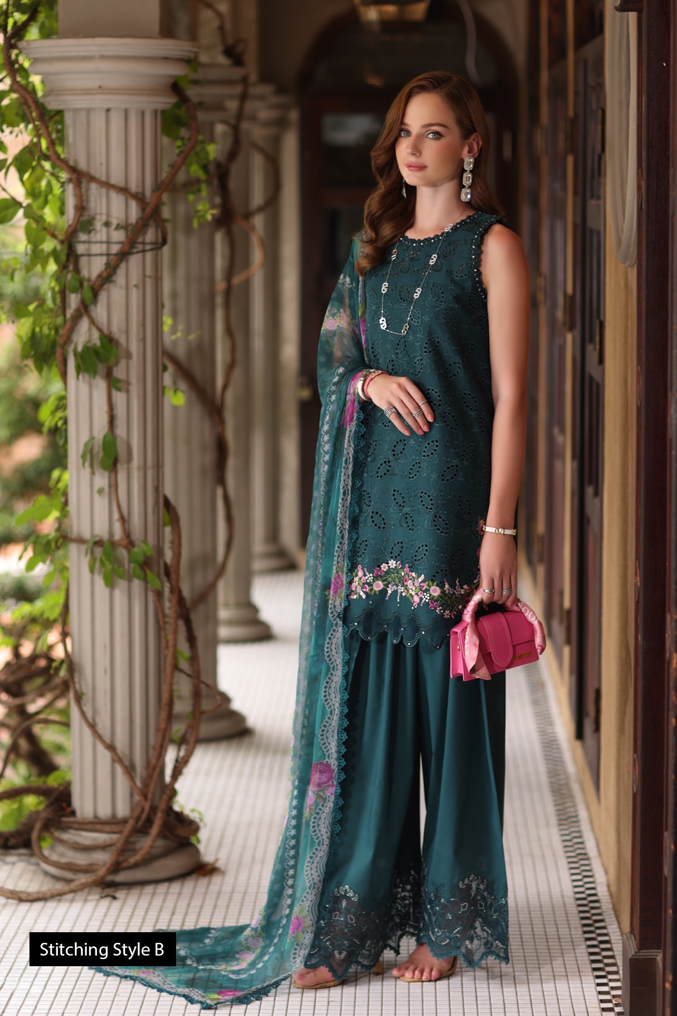 Noor by Saadia Asad | Eid Luxury Schiffli Laserkari 25 | D5- Teal