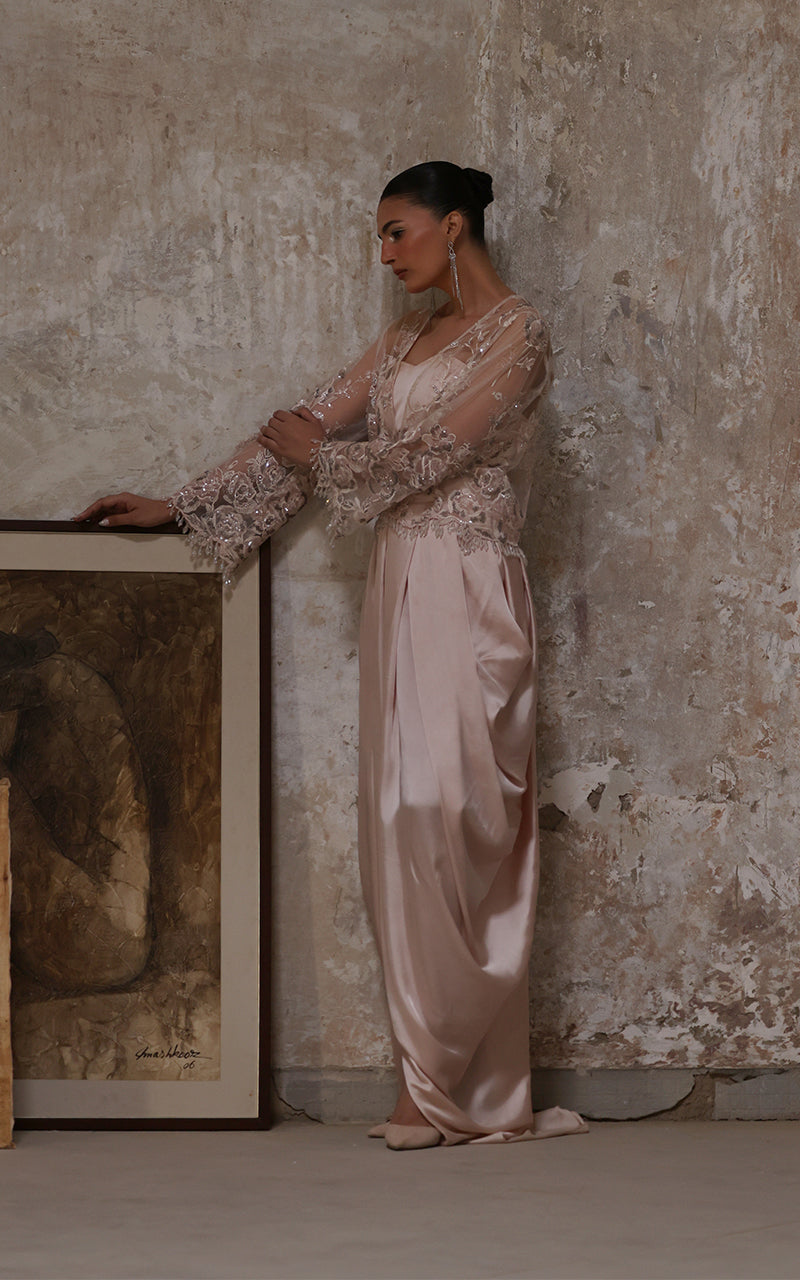 Threads and Motifs | Formal Dresses 25 | Net Embroidered Jacket With Skirt