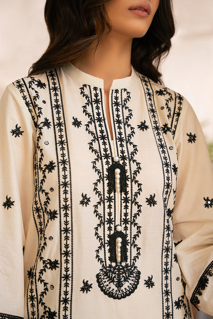 Cross Stitch | Mahiri Embroidered Lawn 24 | IVORY NOIR - Official Cross Stitch - Agha Fabrics UK