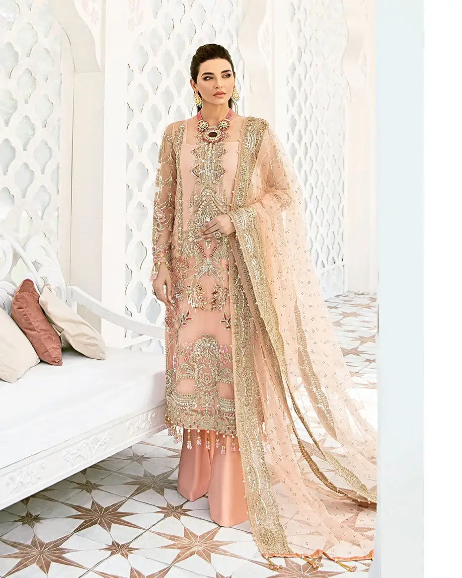 Gulaal | Wedding Formals | VOIR EMBROIDERED NET 3-PIECE SUIT WS-07 - FLEUR DE ROSE WEDDING FORMALS - Official Gulaal - Agha Fabrics UK
