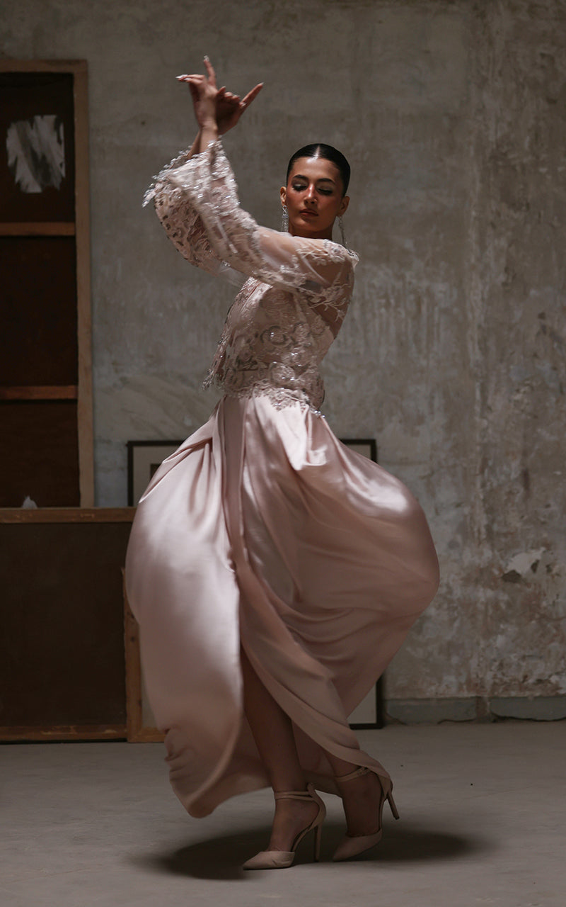 Threads and Motifs | Formal Dresses 25 | Net Embroidered Jacket With Skirt