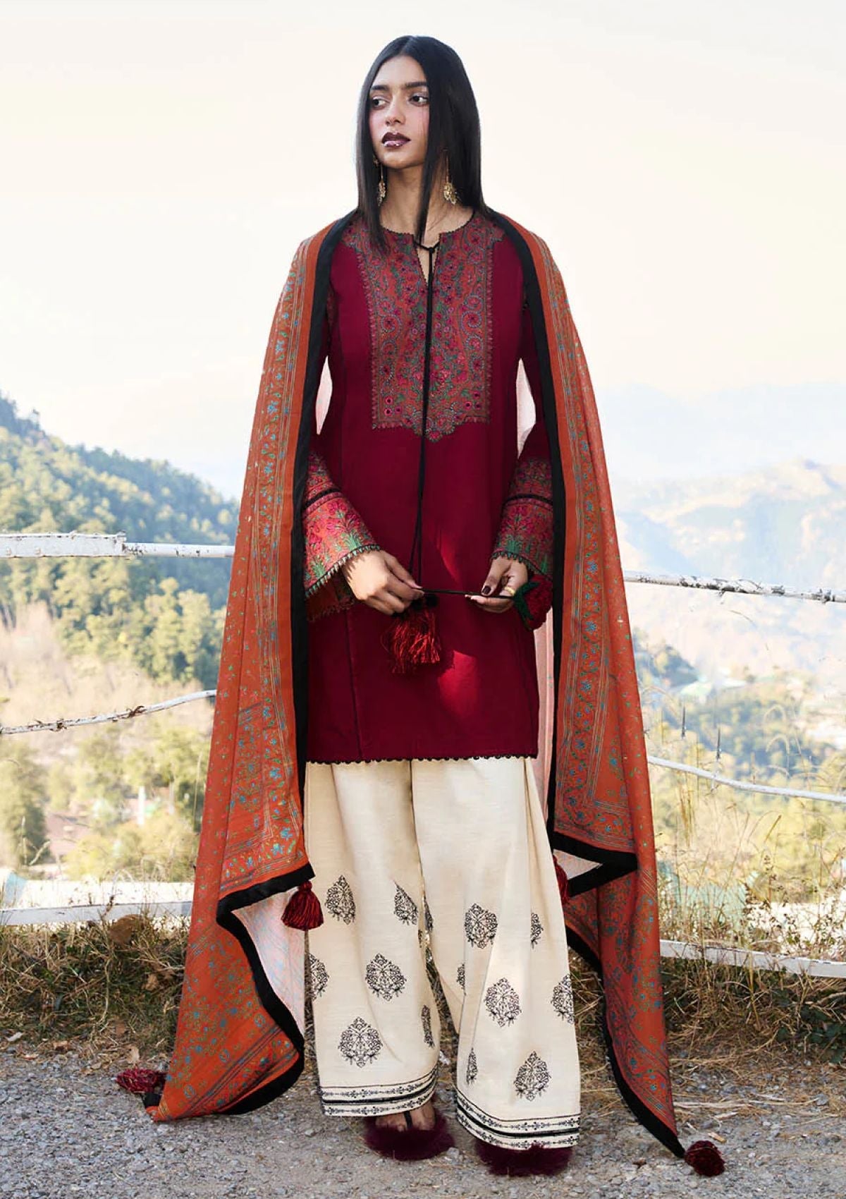 Winter Collection - Jugnu by Hussain Rehar - Autumn Winter - Ember - Official Jugnu by Hussain Rehar - Agha Fabrics UK