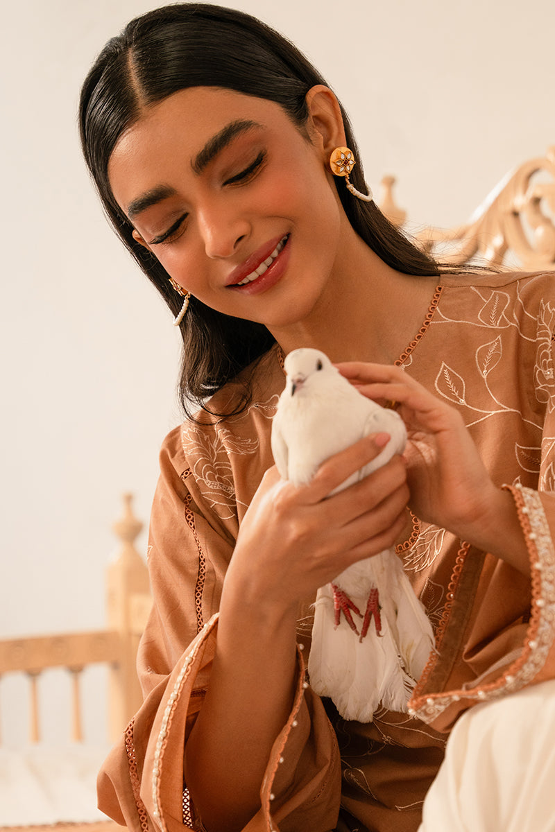 Cross Stitch | Mahiri Embroidered Lawn 24 | RUSTIC BROWN - Official Cross Stitch - Agha Fabrics UK