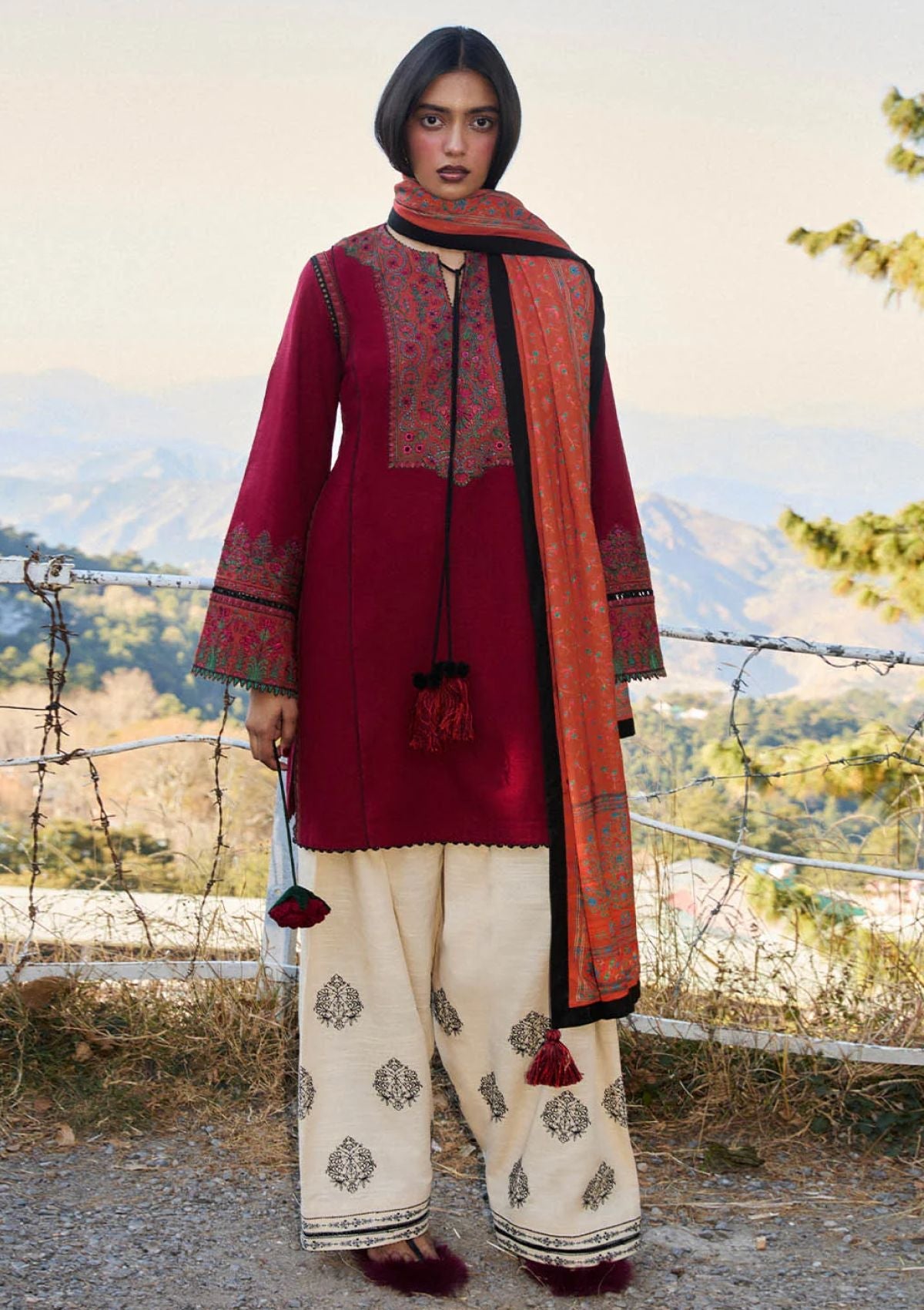 Winter Collection - Jugnu by Hussain Rehar - Autumn Winter - Ember - Official Jugnu by Hussain Rehar - Agha Fabrics UK