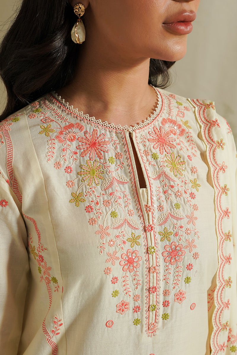 Cross Stitch | Mahiri Embroidered Lawn 24 | IVORY BLOSSOM - Official Cross Stitch - Agha Fabrics UK