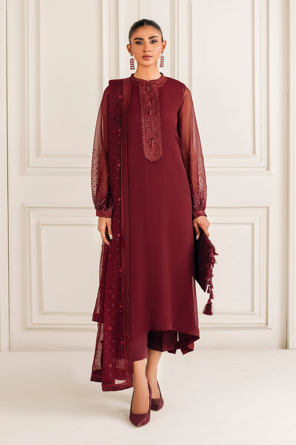 Baroque | Luxury Pret 25 | EMBROIDERED CHIFFON PR-1136 - Official Baroque - Agha Fabrics UK