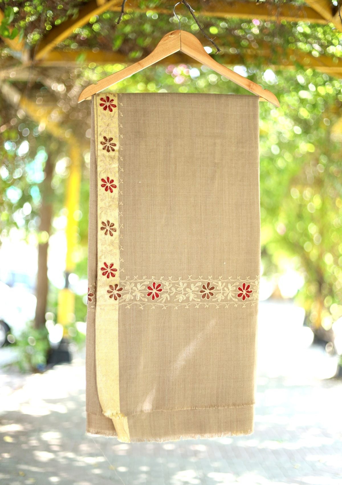 Ari Work Wool Shawl D - 105 - Brown - Official Shawls Niche - Agha Fabrics UK