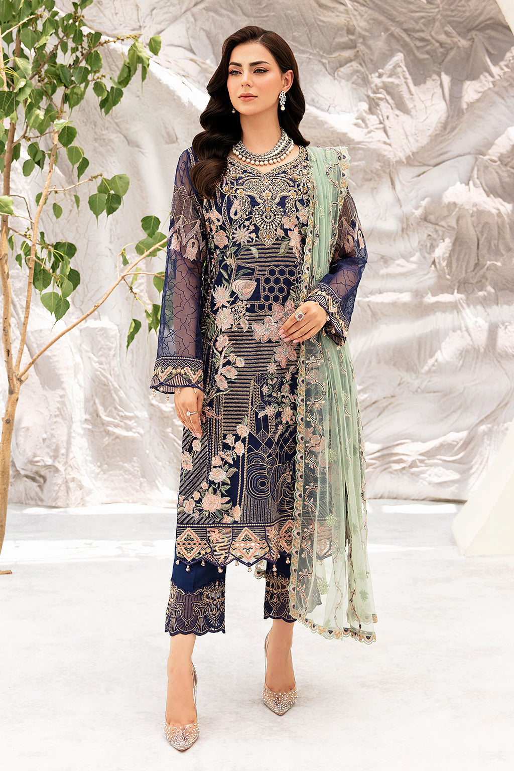 Ramsha | Minhal Organza Collection | M-902 - Official Ramsha - Agha Fabrics UK