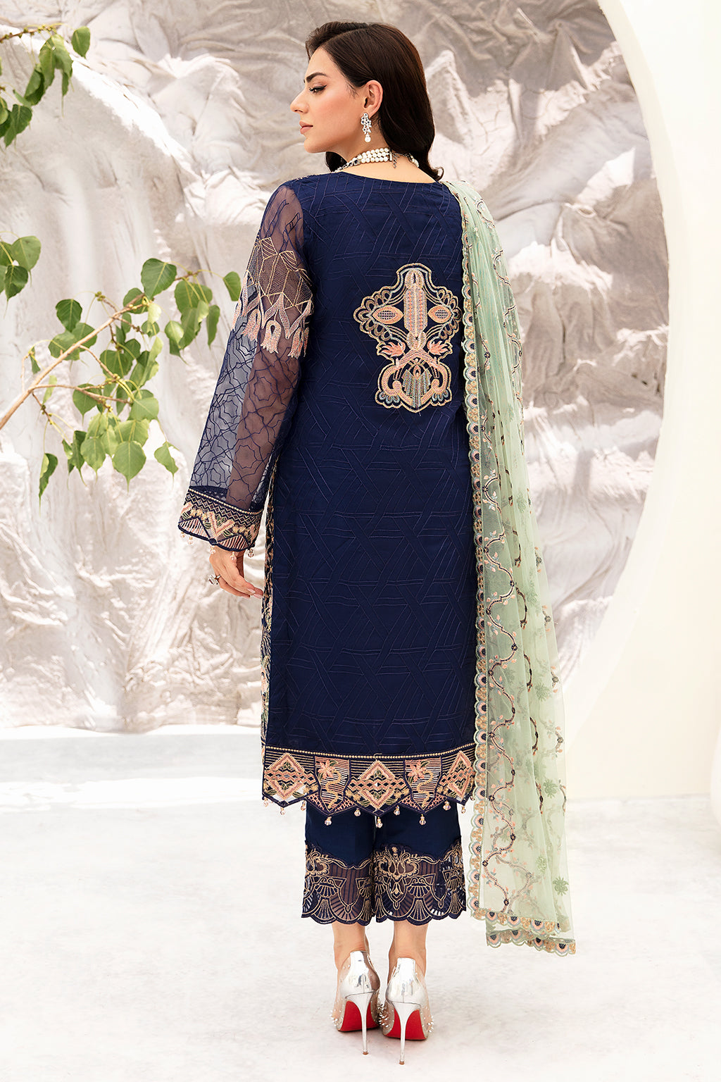Ramsha | Minhal Organza Collection | M-902 - Official Ramsha - Agha Fabrics UK