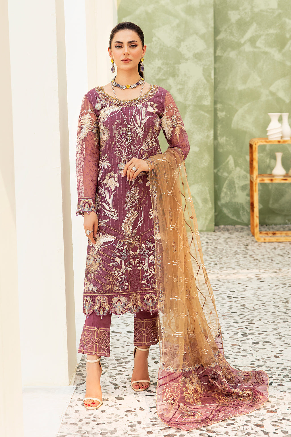 Ramsha | Minhal Organza Collection | M-910 - Official Ramsha - Agha Fabrics UK
