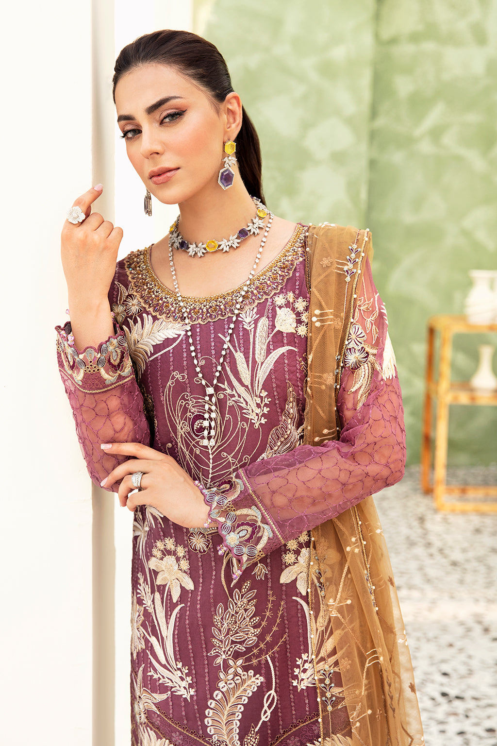 Ramsha | Minhal Organza Collection | M-910 - Official Ramsha - Agha Fabrics UK