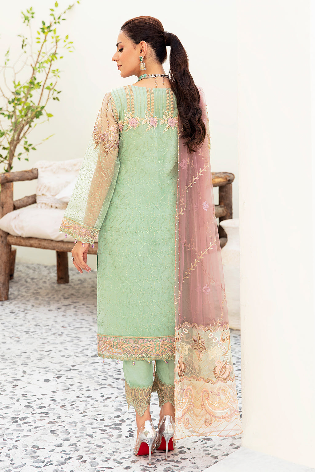 Ramsha | Minhal Organza Collection | M-905 - Official Ramsha - Agha Fabrics UK