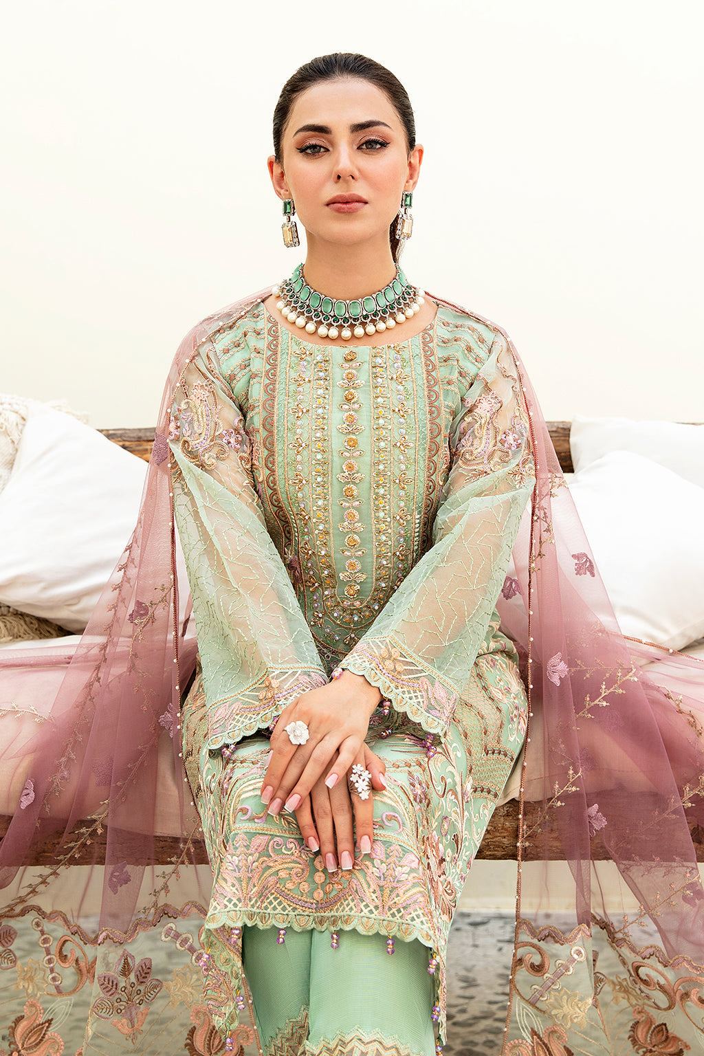 Ramsha | Minhal Organza Collection | M-905 - Official Ramsha - Agha Fabrics UK