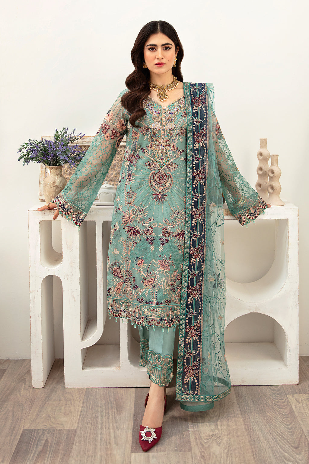 Ramsha | Minhal Organza Collection | M-1001 - Official Ramsha - Agha Fabrics UK
