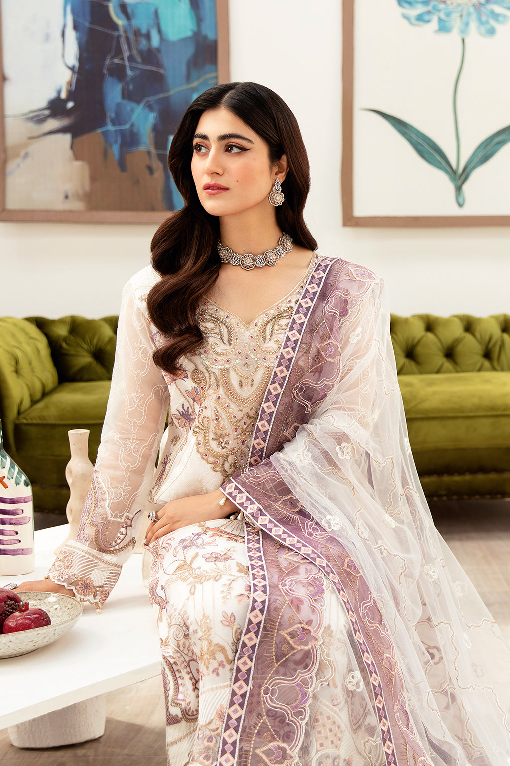 Ramsha | Minhal Organza Collection | M-1002 - Official Ramsha - Agha Fabrics UK