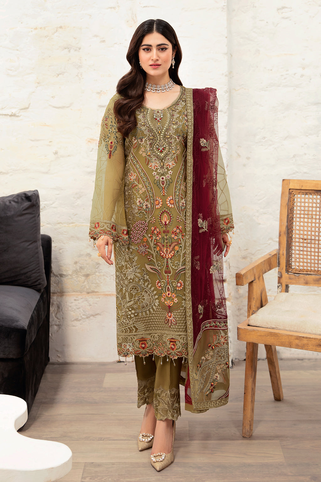 Ramsha | Minhal Organza Collection | M-1010 - Official Ramsha - Agha Fabrics UK