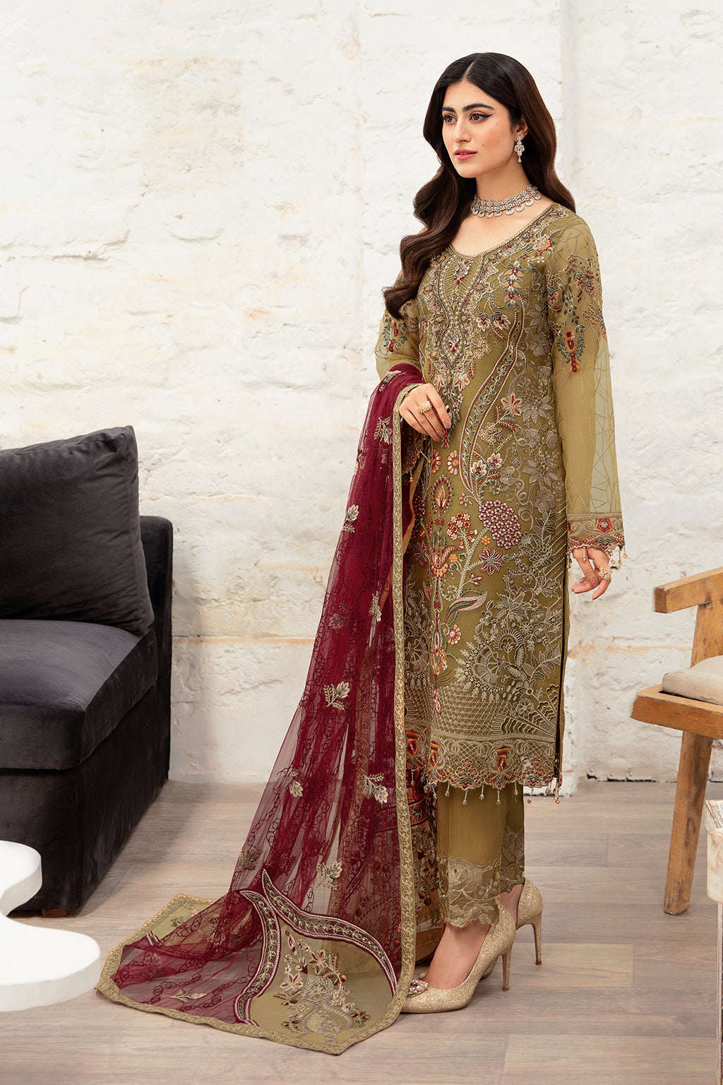 Ramsha | Minhal Organza Collection | M-1010 - Official Ramsha - Agha Fabrics UK