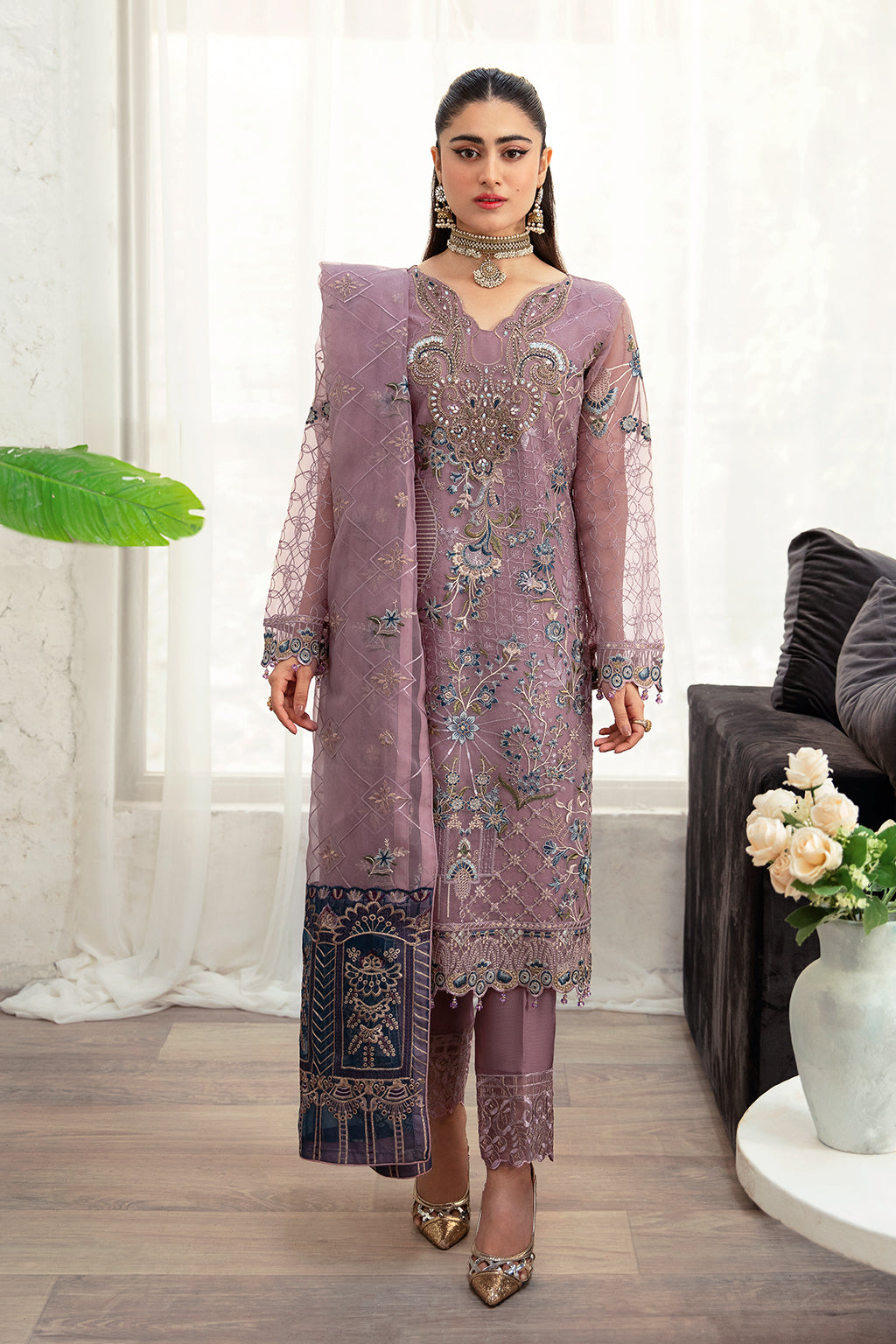 Ramsha | Minhal Organza Collection | M-1005 - Official Ramsha - Agha Fabrics UK