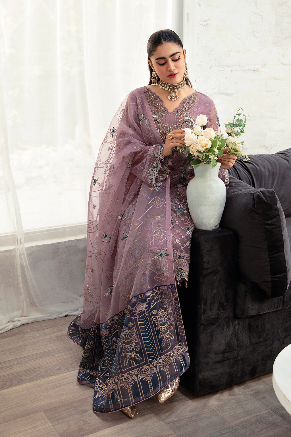 Ramsha | Minhal Organza Collection | M-1005 - Official Ramsha - Agha Fabrics UK