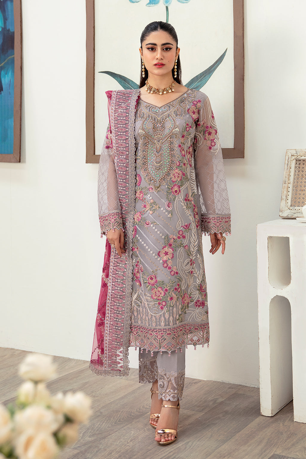 Ramsha | Minhal Organza Collection | M-1008 - Official Ramsha - Agha Fabrics UK