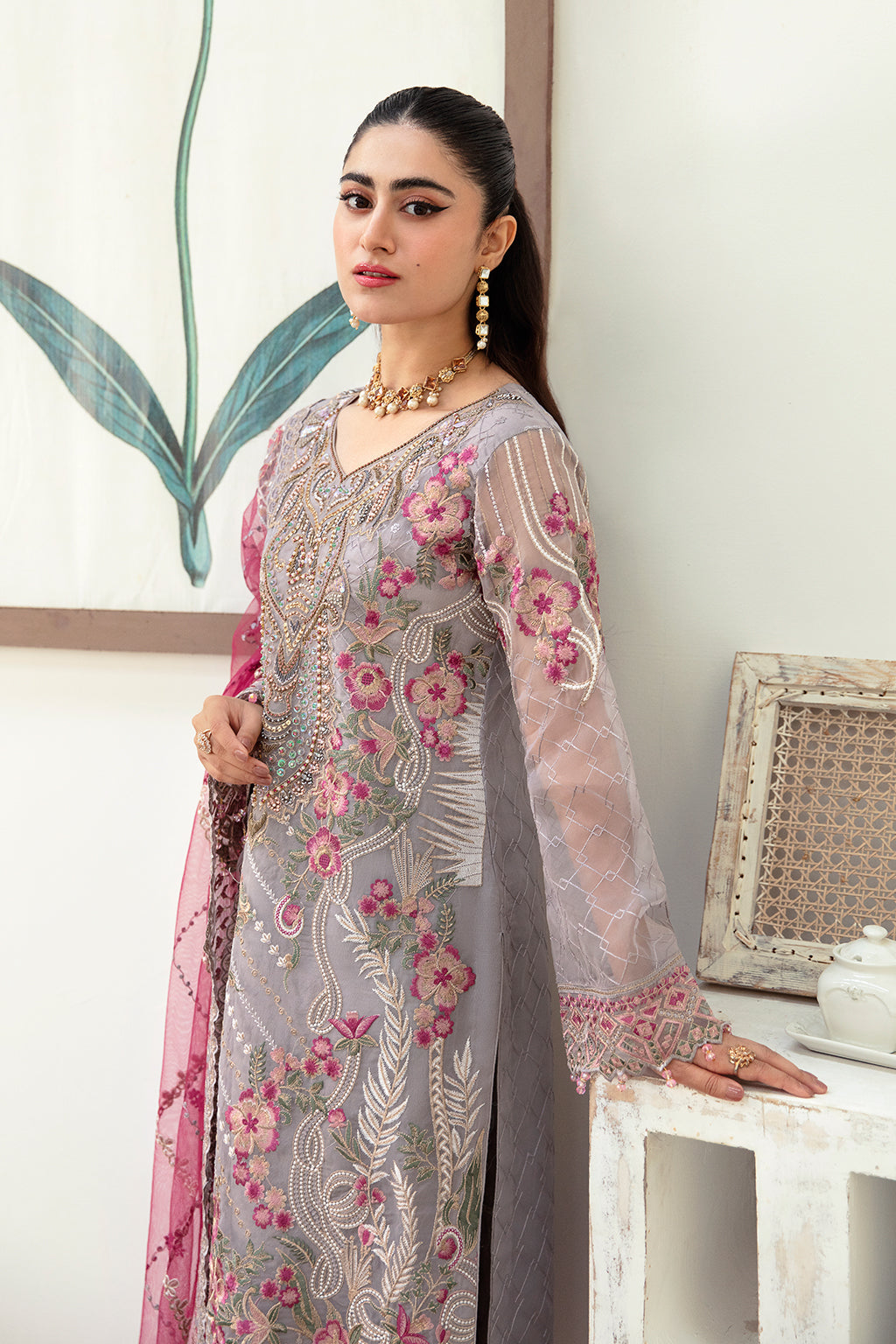 Ramsha | Minhal Organza Collection | M-1008 - Official Ramsha - Agha Fabrics UK