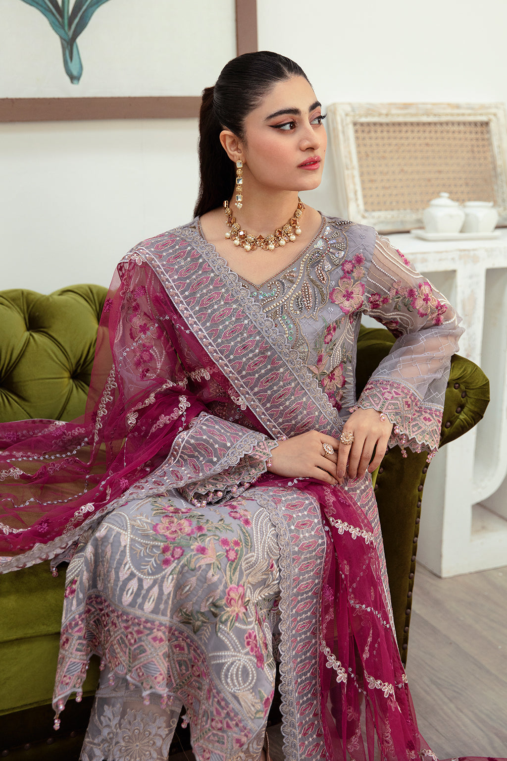 Ramsha | Minhal Organza Collection | M-1008 - Official Ramsha - Agha Fabrics UK