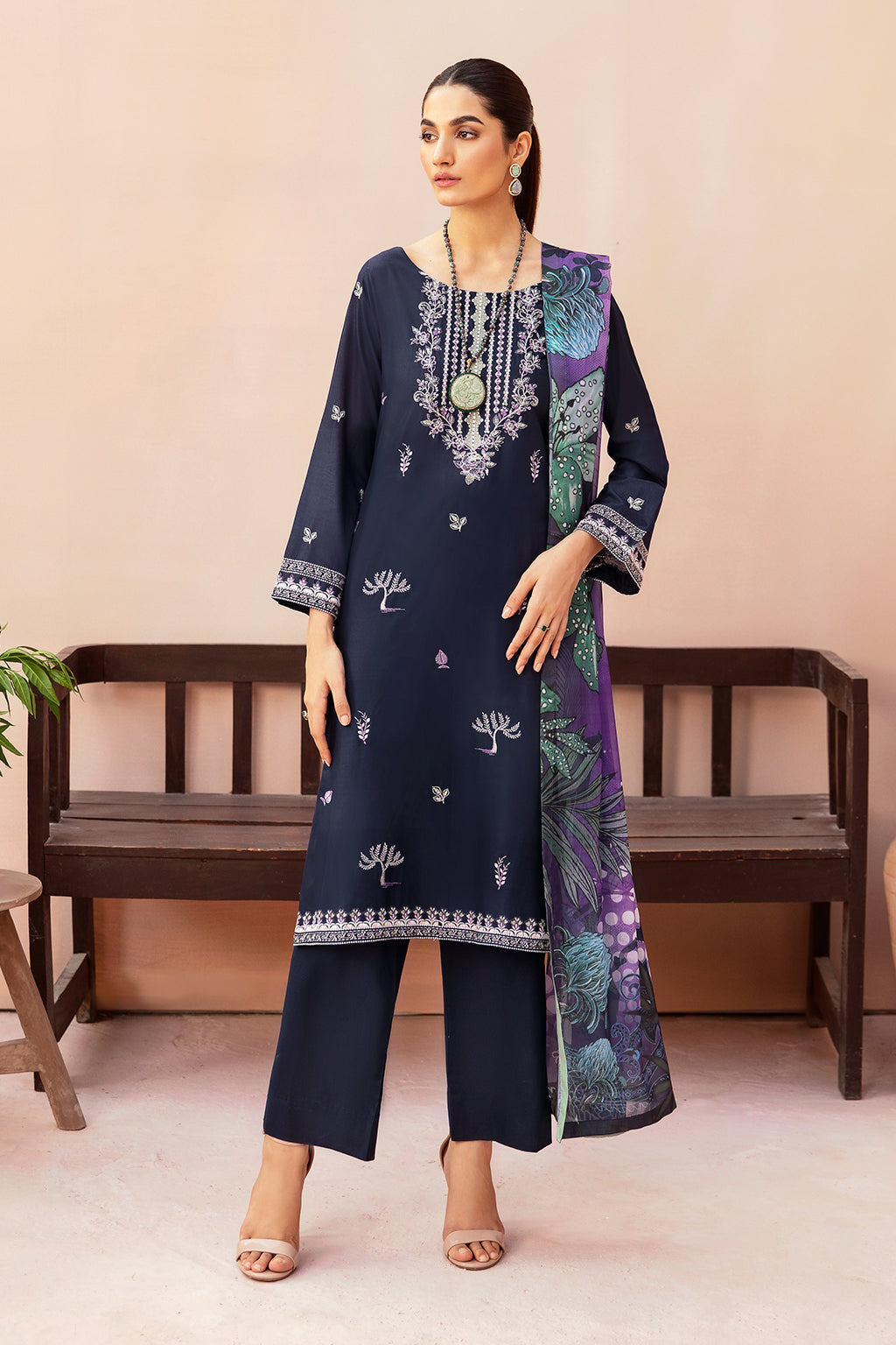 Afsanah | Essentials Lawn | MIDNIGHT A-03 - Official Afsanah - Agha Fabrics UK