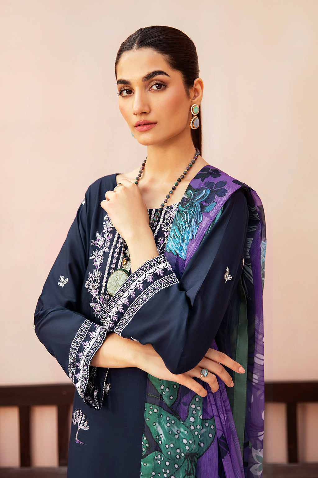 Afsanah | Essentials Lawn | MIDNIGHT A-03 - Official Afsanah - Agha Fabrics UK