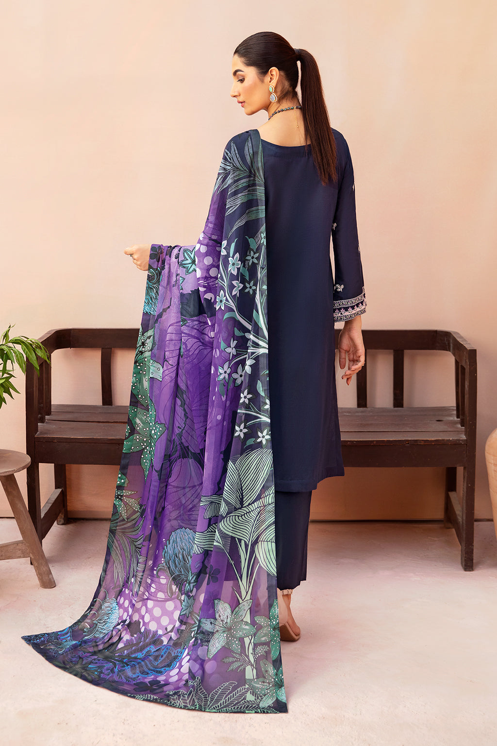 Afsanah | Essentials Lawn | MIDNIGHT A-03 - Official Afsanah - Agha Fabrics UK