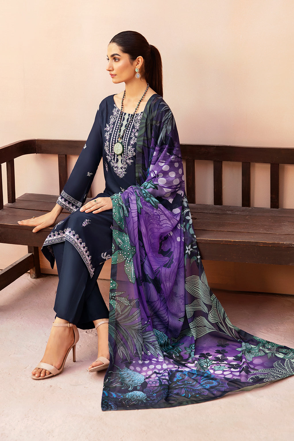 Afsanah | Essentials Lawn | MIDNIGHT A-03 - Official Afsanah - Agha Fabrics UK