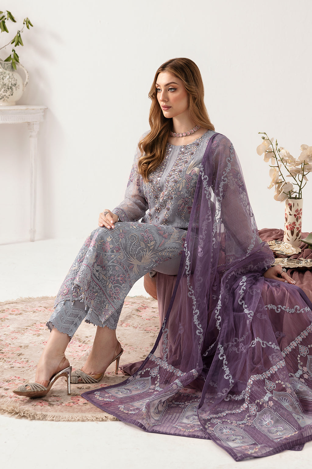 Ramsha | Minhal Organza Collection | M-1104 - Official Ramsha - Agha Fabrics UK