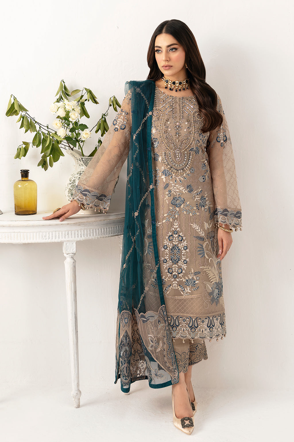 Ramsha | Minhal Organza Collection | M-1106 - Official Ramsha - Agha Fabrics UK