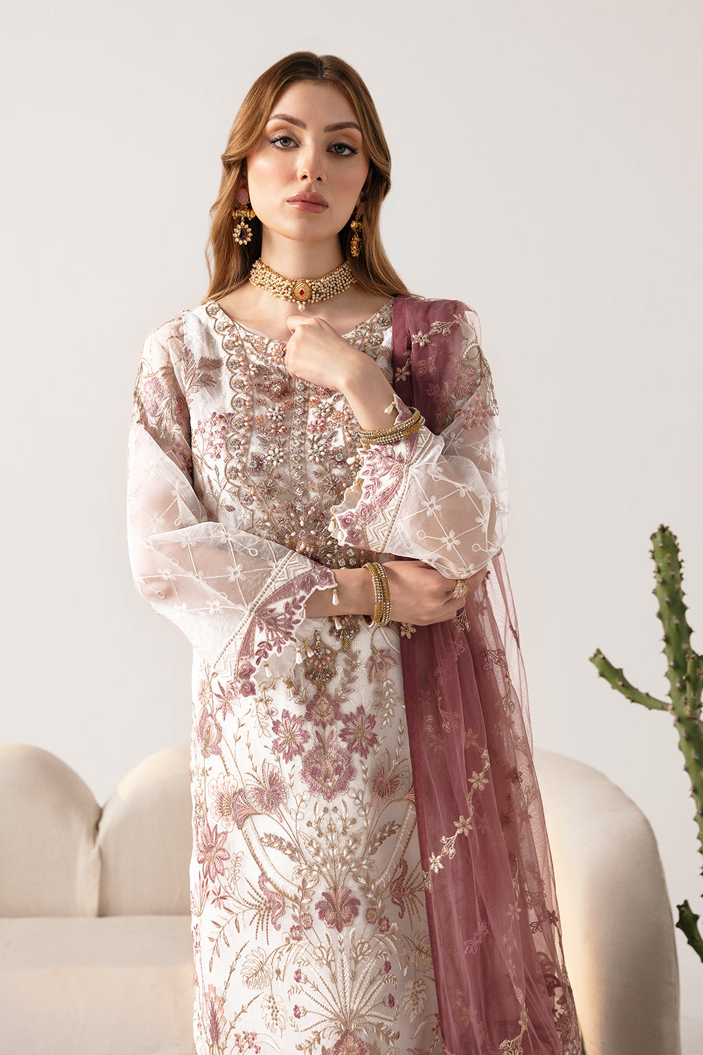 Ramsha | Minhal Organza Collection | M-1102 - Official Ramsha - Agha Fabrics UK