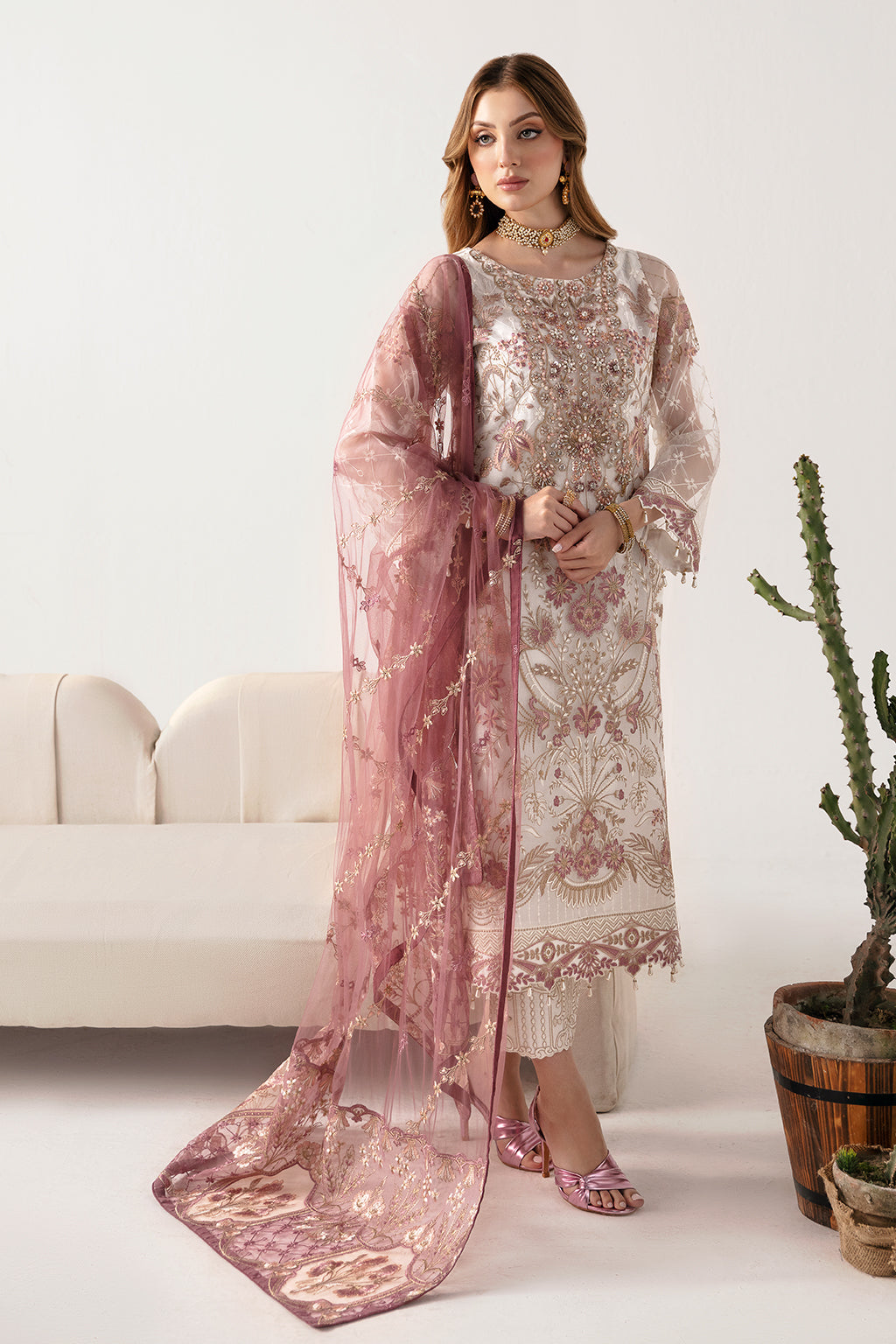 Ramsha | Minhal Organza Collection | M-1102 - Official Ramsha - Agha Fabrics UK