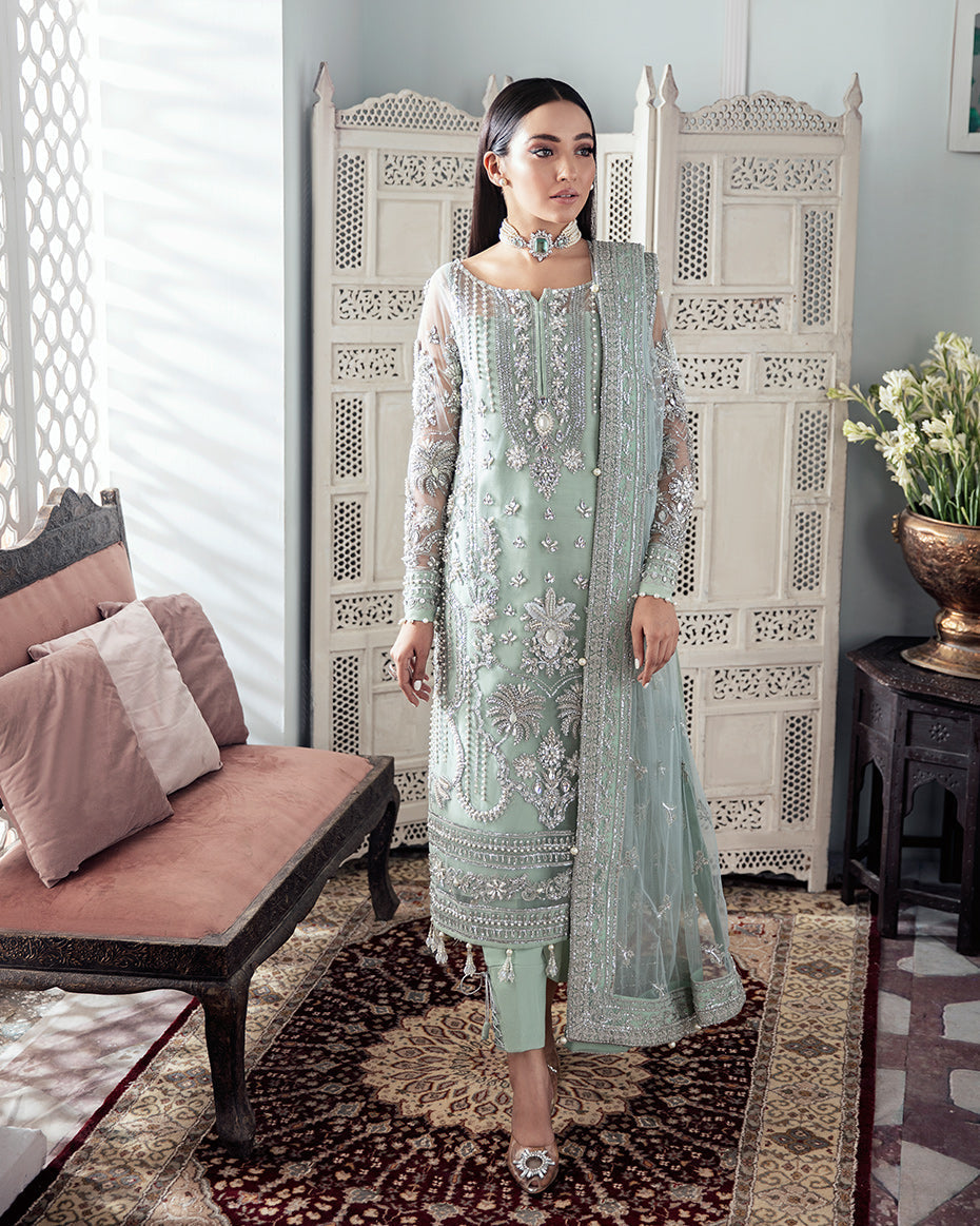 Gulaal | Wedding Formals | Zeba Embroidered Net 3-Piece Suit WS-21 - Official Gulaal - Agha Fabrics UK