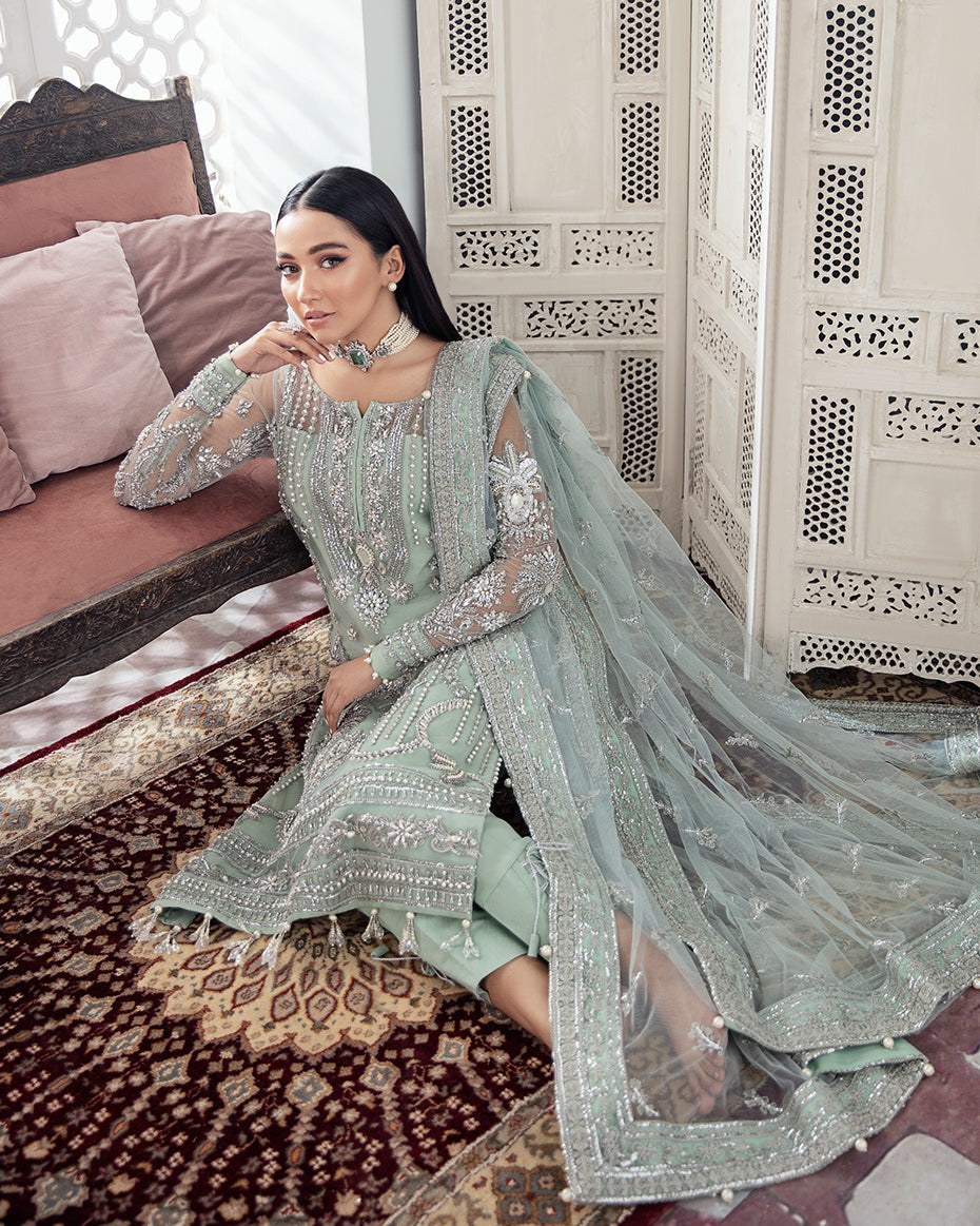 Gulaal | Wedding Formals | Zeba Embroidered Net 3-Piece Suit WS-21 - Official Gulaal - Agha Fabrics UK